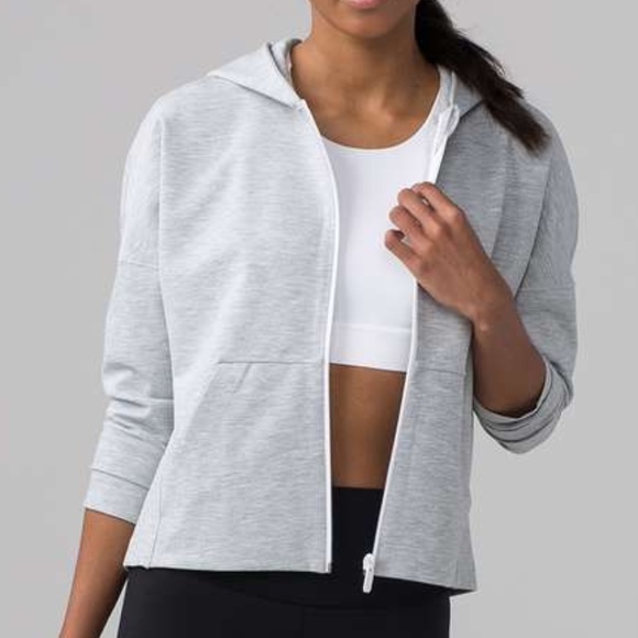 lululemon athletica Jackets & Blazers - Lululemon Minimal Hoodie Cropped Jacket Gray Sz 2